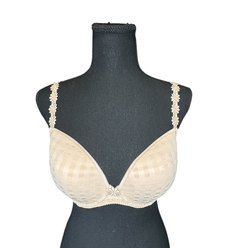 Marie Jo Avero Bra Beige 34D EU 75 FR 90 Floral Strap T-Shirt Bra Lightly Lined
